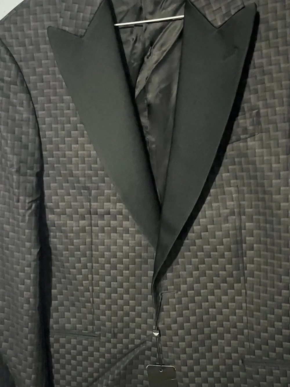 Emporio Armani Black Textured Peak Lapel Tuxedo Jacket